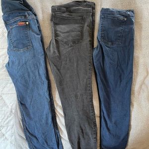 Three pairs of maternity jeans